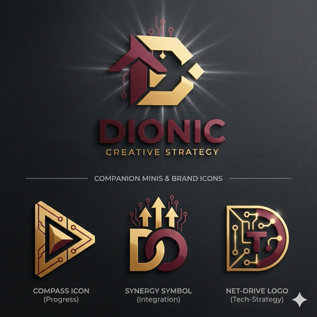 Dionic Brand System — Compass Icon, Synergy Symbol, Net-Drive Logo